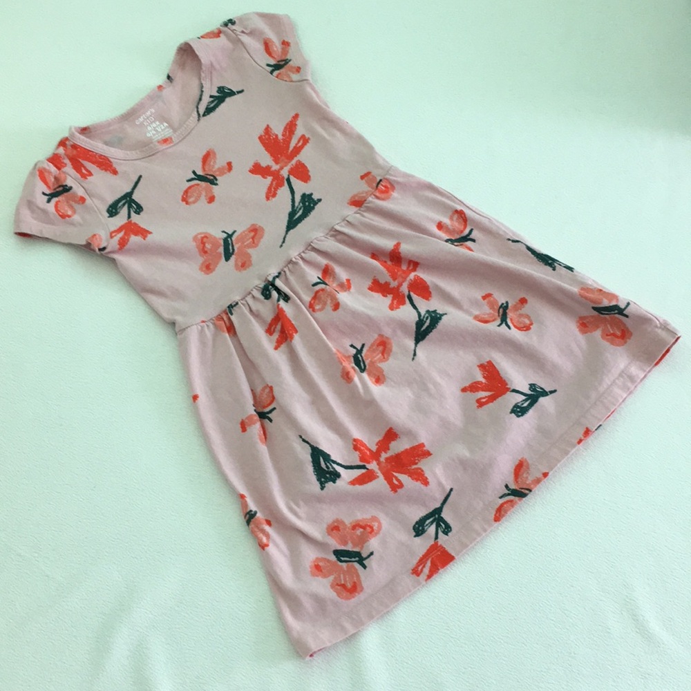 🌹Dusty Pink Dress with Red Flowers and Butterflies by Carter’s 🌹